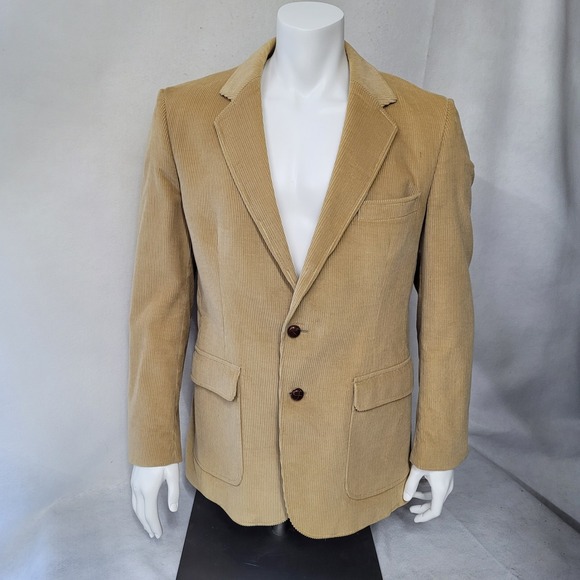 Mens Corduroy Blazer Jacket 42L Brown Elbow Patches Sport Coat Mays Of Michigan - Picture 1 of 13